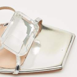 Gianvito Rossi Silver Leather Crystal Embellished Jaipur Slide Sandals Size 41