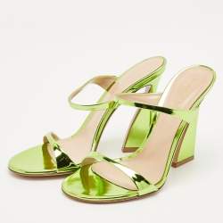 Gianvito Rossi Metallic Green Leather Aura Sandals Size 37.5
