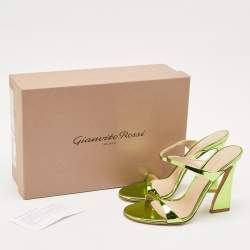 Gianvito Rossi Metallic Green Leather Aura Sandals Size 37.5
