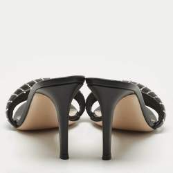 Gianvito Rossi Black Leather Crystal Embellished Bijoux Sandals Size 38
