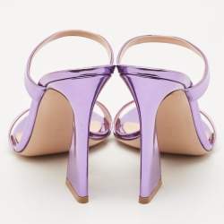 Pre Owned Gianvito Rossi Metallic Purple Leather Aura Sandals Size 37.5