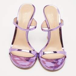 Pre Owned Gianvito Rossi Metallic Purple Leather Aura Sandals Size 37.5