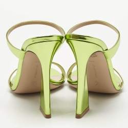 Gianvito Rossi Metallic Green Leather Aura Sandals Size 38