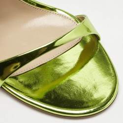 Gianvito Rossi Metallic Green Leather Aura Sandals Size 38