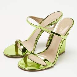 Gianvito Rossi Metallic Green Leather Aura Sandals Size 38