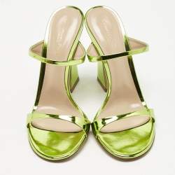 Gianvito Rossi Metallic Green Leather Aura Sandals Size 38