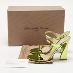 Gianvito Rossi Metallic Green Leather Aura Sandals Size 38
