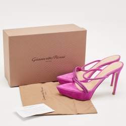 Gianvito Rossi Fuchsia Suede Crystal Embellished Cannes Platform Sandals Size 39
