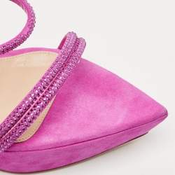 Gianvito Rossi Fuchsia Suede Crystal Embellished Cannes Platform Sandals Size 39