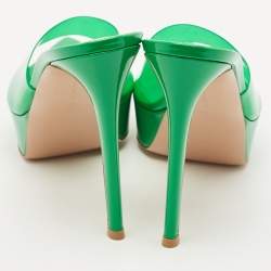Gianvito Rossi Green PVC Betty Platform Mules Size 41
