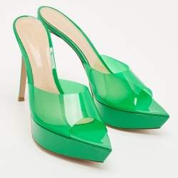 Gianvito Rossi Green PVC Betty Platform Mules Size 41