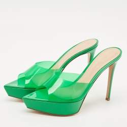 Gianvito Rossi Green PVC Betty Platform Mules Size 41