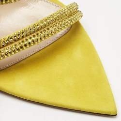 Gianvito Rossi Yellow Suede Crystal Embellished Cannes Sandals Size 40.5