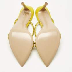 Gianvito Rossi Yellow Suede Crystal Embellished Cannes Sandals Size 40.5