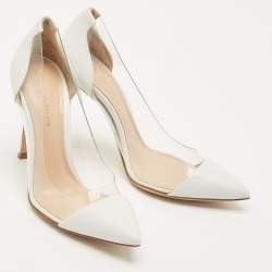 Pre Owned Gianvito Rossi White Leather and PVC Plexi Pumps Size 35