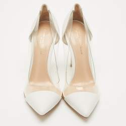 Pre Owned Gianvito Rossi White Leather and PVC Plexi Pumps Size 35