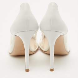 Pre Owned Gianvito Rossi White Leather and PVC Plexi Pumps Size 35