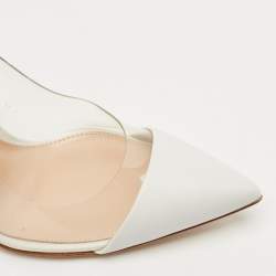 Pre Owned Gianvito Rossi White Leather and PVC Plexi Pumps Size 35