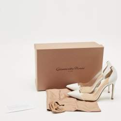 Pre Owned Gianvito Rossi White Leather and PVC Plexi Pumps Size 35