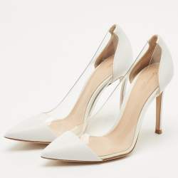 Pre Owned Gianvito Rossi White Leather and PVC Plexi Pumps Size 35