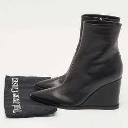 Pre Owned Gianvito Rossi Black Leather Hamnes Ankle Boots Size 38.5