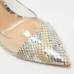 Pre Owned Gianvito Rossi Beige/Transparent  PVC and Python Leather Plexi Pumps Size 41.5
