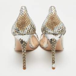 Pre Owned Gianvito Rossi Beige/Transparent  PVC and Python Leather Plexi Pumps Size 41.5