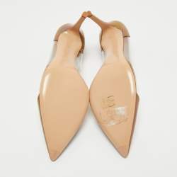 Pre Owned Gianvito Rossi Brown/Transparent Patent Leather and PVC Plexi Pumps Size 41
