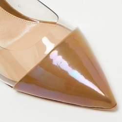 Pre Owned Gianvito Rossi Brown/Transparent Patent Leather and PVC Plexi Pumps Size 41