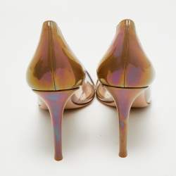 Pre Owned Gianvito Rossi Brown/Transparent Patent Leather and PVC Plexi Pumps Size 41