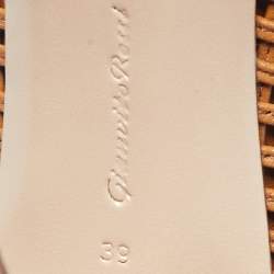 Pre Owned Gianvito Rossi Brown Woven Leather Marnie Lace Up Peep Toe Ankle Boots Size 39