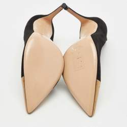 Pre Owned Gianvito Rossi Black/Gold Leather and Suede Pointed Toe Pumps Size 40.5