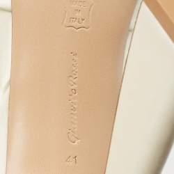 Pre Owned Gianvito Rossi White Satin Flower Embellished Ankle Wrap Pumps Size 41