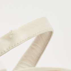 Pre Owned Gianvito Rossi White Satin Flower Embellished Ankle Wrap Pumps Size 41