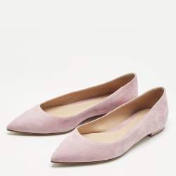Pre Owned Gianvito Rossi Lilac Suede Ballet Flats Size 39
