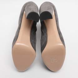 Pre Owned Gianvito Rossi Grey Suede Platform Mid Calf Boots Size 38.5