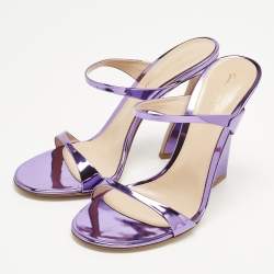 Pre Owned Gianvito Rossi Metallic Purple Leather Aura Sandals Size 39