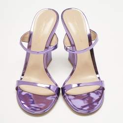 Pre Owned Gianvito Rossi Metallic Purple Leather Aura Sandals Size 39