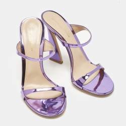 Pre Owned Gianvito Rossi Metallic Purple Leather Aura Sandals Size 39
