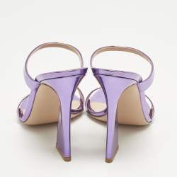 Pre Owned Gianvito Rossi Metallic Purple Leather Aura Sandals Size 39