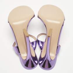 Pre Owned Gianvito Rossi Metallic Purple Leather Aura Sandals Size 39