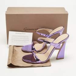 Pre Owned Gianvito Rossi Metallic Purple Leather Aura Sandals Size 39