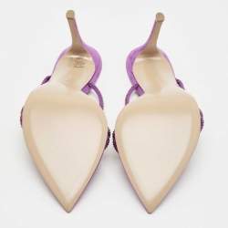 Pre Owned Gianvito Rossi Purple Suede Crystal Embellished Cannes Sandals Size 41