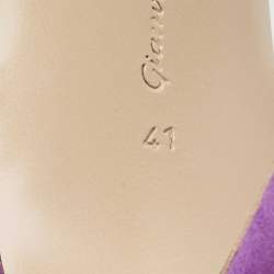 Pre Owned Gianvito Rossi Purple Suede Crystal Embellished Cannes Sandals Size 41