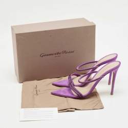 Pre Owned Gianvito Rossi Purple Suede Crystal Embellished Cannes Sandals Size 41