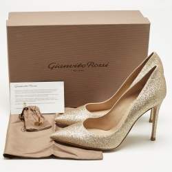 Pre Owned Gianvito Rossi Gold Glitter Gianvito Pumps Size 38