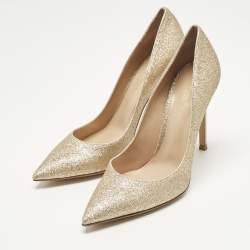 Pre Owned Gianvito Rossi Gold Glitter Gianvito Pumps Size 38