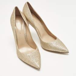 Pre Owned Gianvito Rossi Gold Glitter Gianvito Pumps Size 38