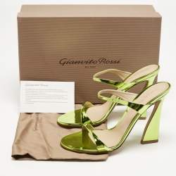 Pre Owned Gianvito Rossi Metallic Green Leather Aura Sandals Size 40