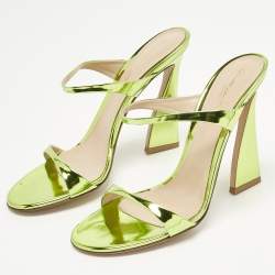 Pre Owned Gianvito Rossi Metallic Green Leather Aura Sandals Size 40